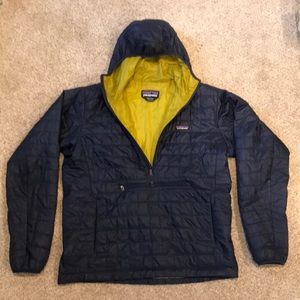 Patagonia Nano Puff Bivy Pullover, Navy and Yellow, size L